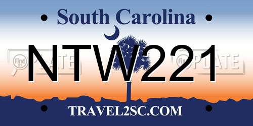 NTW221 South Carolina License Plate