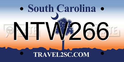 NTW266 South Carolina License Plate
