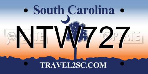 NTW727 South Carolina License Plate