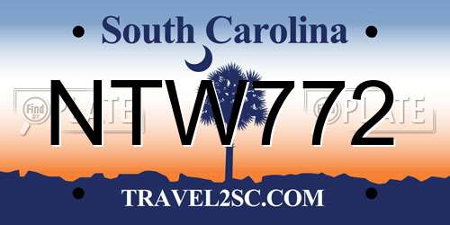 NTW772 South Carolina License Plate