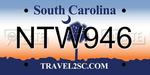 NTW946 South Carolina License Plate