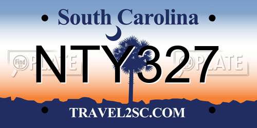 NTY327 South Carolina License Plate