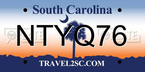 NTYQ76 South Carolina License Plate