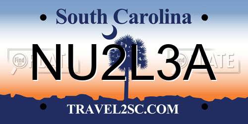 NU2L3A South Carolina License Plate