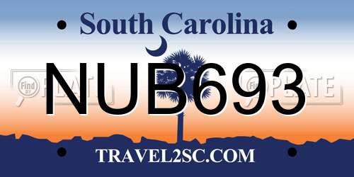 NUB693 South Carolina License Plate
