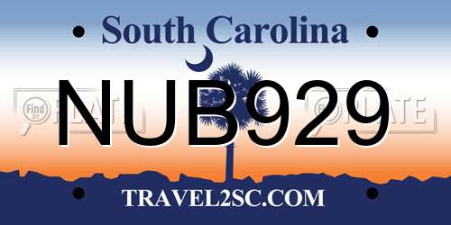 NUB929 South Carolina License Plate