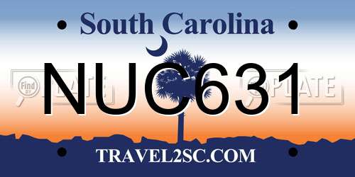 NUC631 South Carolina License Plate