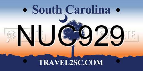 NUC929 South Carolina License Plate