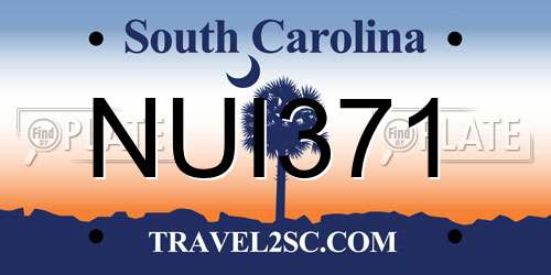 NUI371 South Carolina License Plate