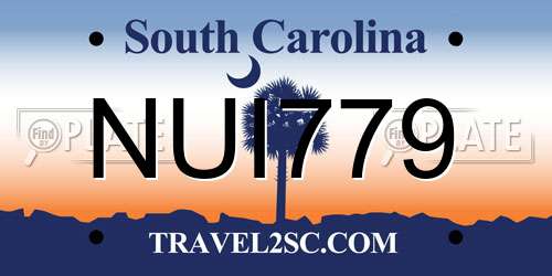 NUI779 South Carolina License Plate