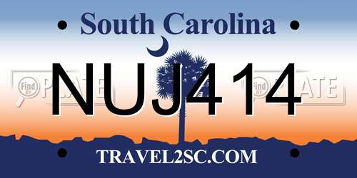 NUJ414 South Carolina License Plate