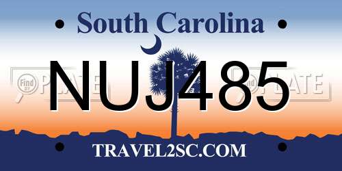 NUJ485 South Carolina License Plate