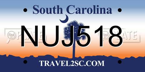 NUJ518 South Carolina License Plate