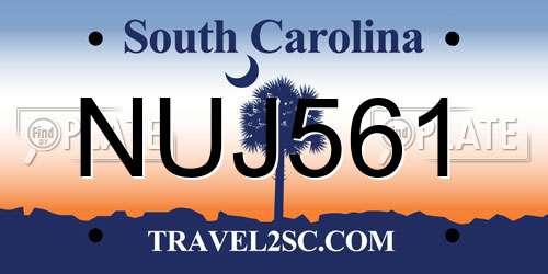 NUJ561 South Carolina License Plate