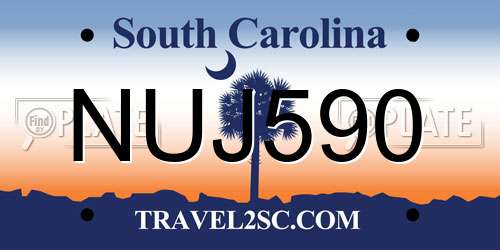 NUJ590 South Carolina License Plate