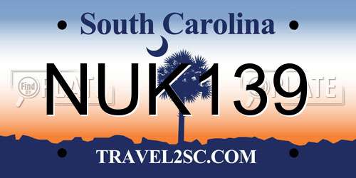 NUK139 South Carolina License Plate