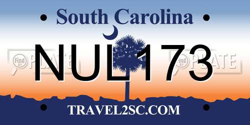 NUL173 South Carolina License Plate
