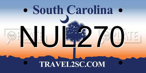 NUL270 South Carolina License Plate
