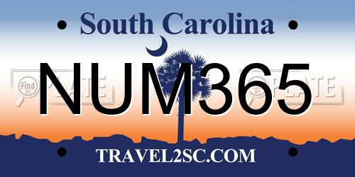NUM365 South Carolina License Plate