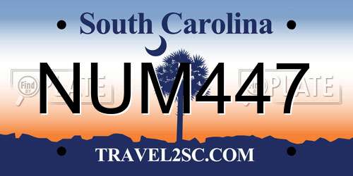 NUM447 South Carolina License Plate