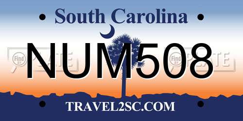 NUM508 South Carolina License Plate