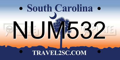NUM532 South Carolina License Plate
