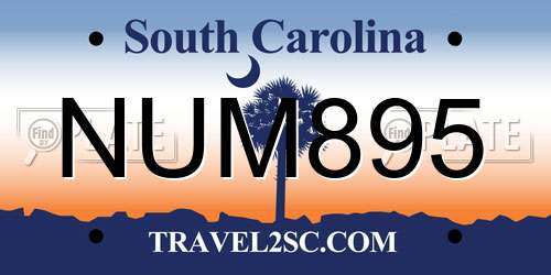 NUM895 South Carolina License Plate