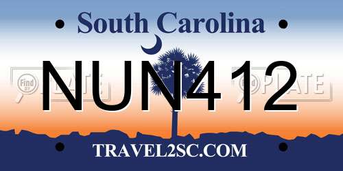 NUN412 South Carolina License Plate