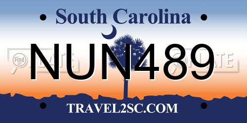 NUN489 South Carolina License Plate