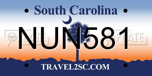 NUN581 South Carolina License Plate