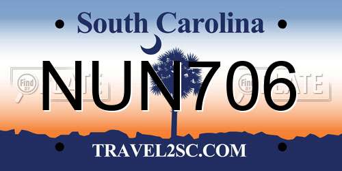 NUN706 South Carolina License Plate