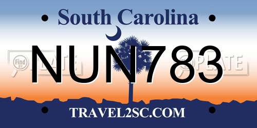 NUN783 South Carolina License Plate