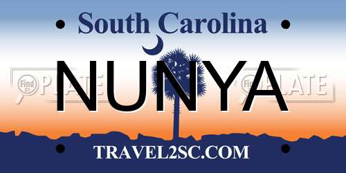 NUNYA South Carolina License Plate