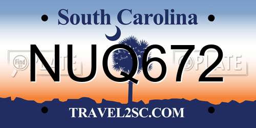 NUQ672 South Carolina License Plate