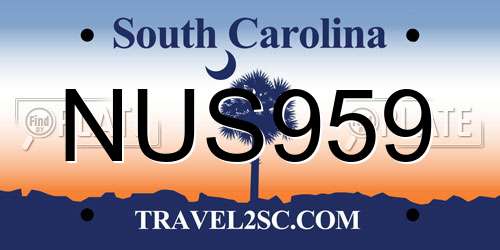 NUS959 South Carolina License Plate