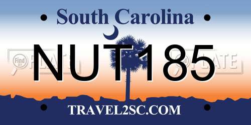 NUT185 South Carolina License Plate
