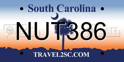 NUT386 South Carolina License Plate