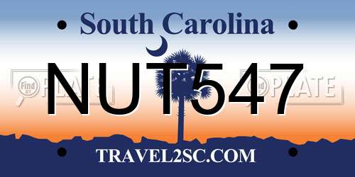 NUT547 South Carolina License Plate