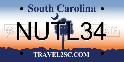 NUTL34 South Carolina License Plate