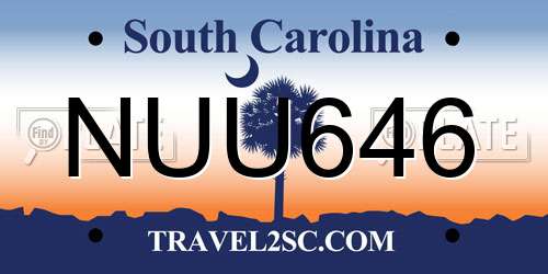 NUU646 South Carolina License Plate