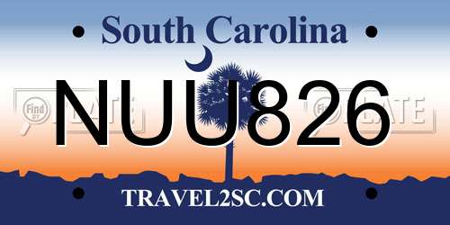 NUU826 South Carolina License Plate