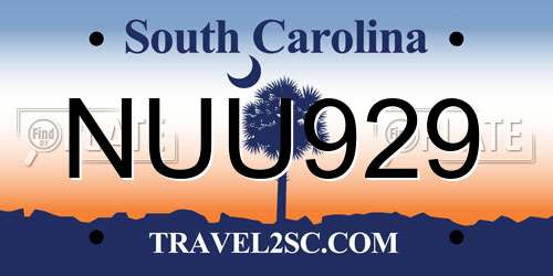 NUU929 South Carolina License Plate