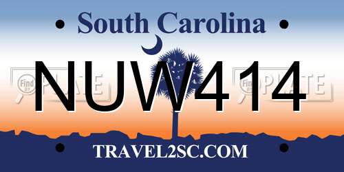 NUW414 South Carolina License Plate