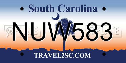 NUW583 South Carolina License Plate