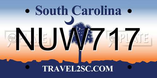 NUW717 South Carolina License Plate