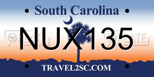 NUX135 South Carolina License Plate