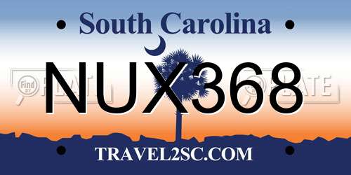 NUX368 South Carolina License Plate