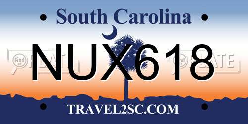 NUX618 South Carolina License Plate