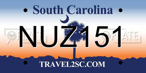NUZ151 South Carolina License Plate