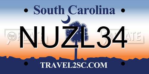 NUZL34 South Carolina License Plate